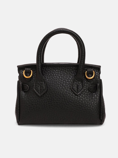 The Mini Overlap Satchel Sling Bag With Pouch - Onyx Black