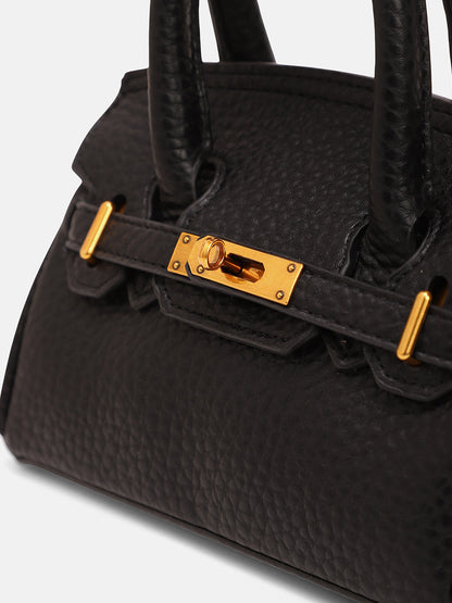 The Mini Overlap Satchel Sling Bag With Pouch - Onyx Black