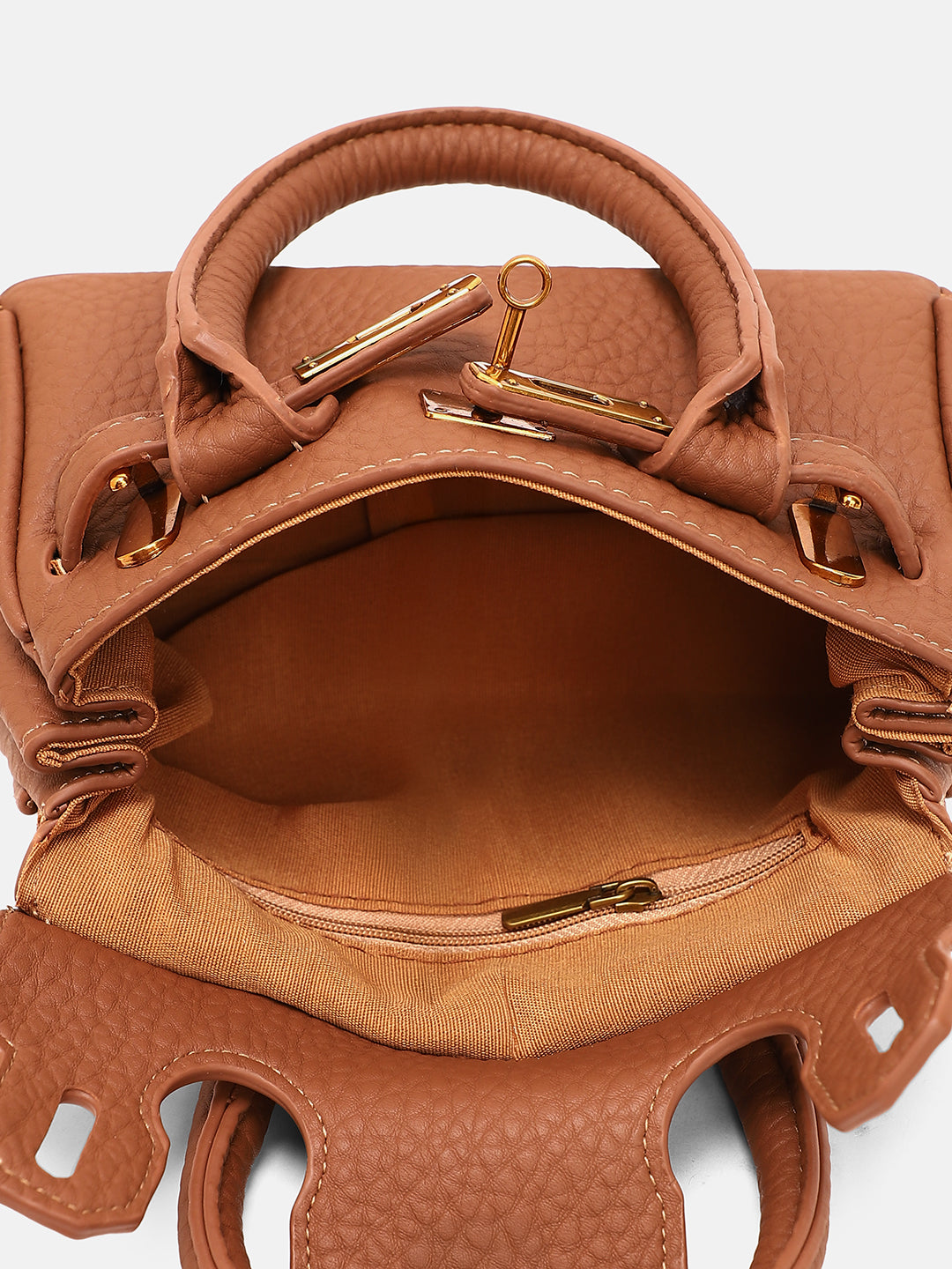 The Mini Overlap Satchel Sling Bag With Pouch - Mocha Brown