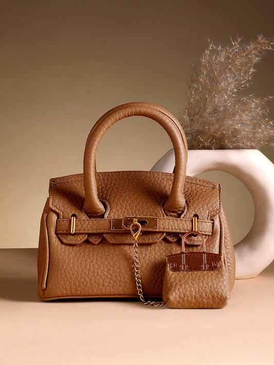 The Mini Overlap Satchel Sling Bag With Pouch - Mocha Brown