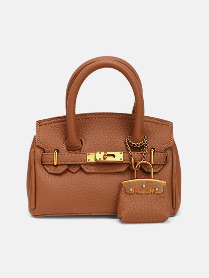 The Mini Overlap Satchel Sling Bag With Pouch - Mocha Brown