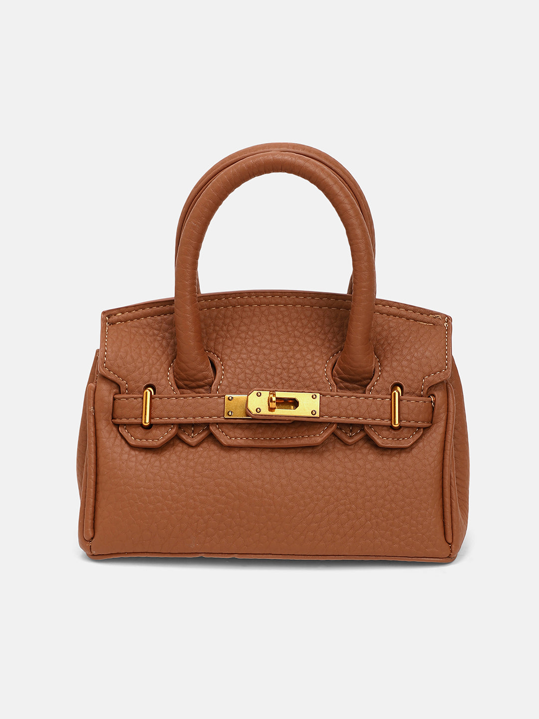 The Mini Overlap Satchel Sling Bag With Pouch - Mocha Brown