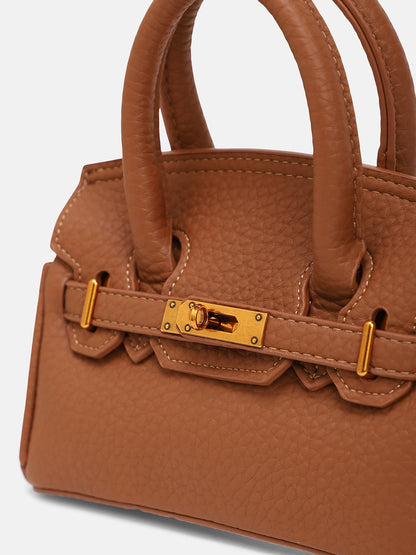 The Mini Overlap Satchel Sling Bag With Pouch - Mocha Brown