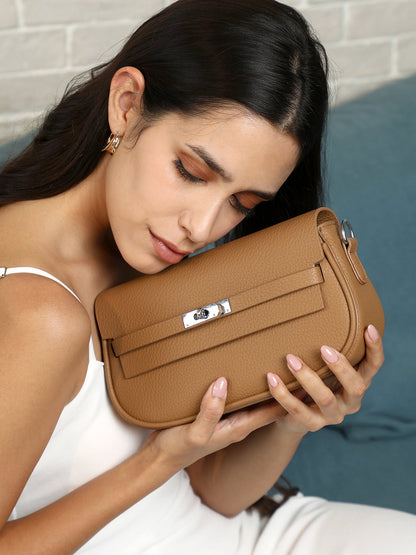 The Overlap-Curve Sling Bag With Pouch - Tan Brown