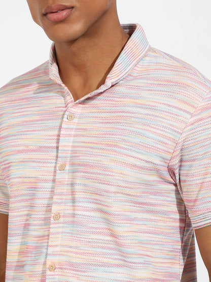 Men's Multicolour Honeycomb Knit Shirt