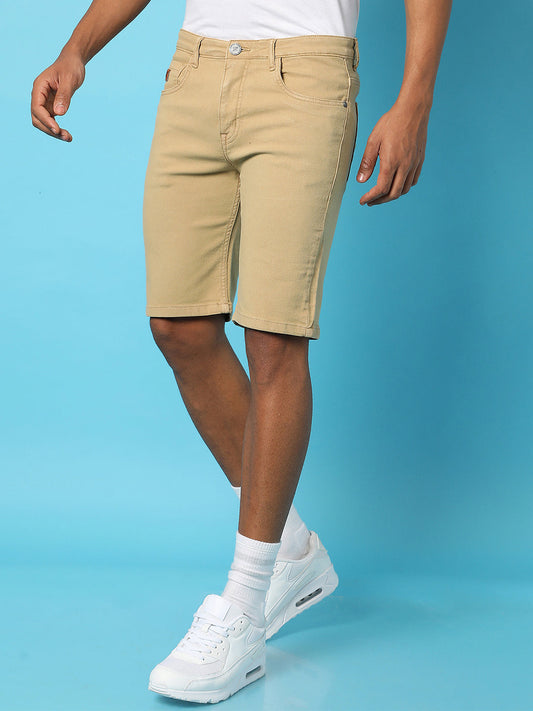 Solid Regular Denim Shorts