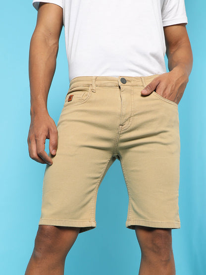 Solid Regular Denim Shorts