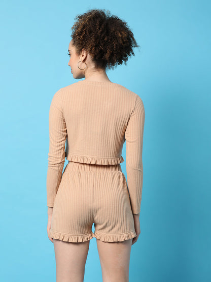 Ribbed Ruffle Co-Ord Set