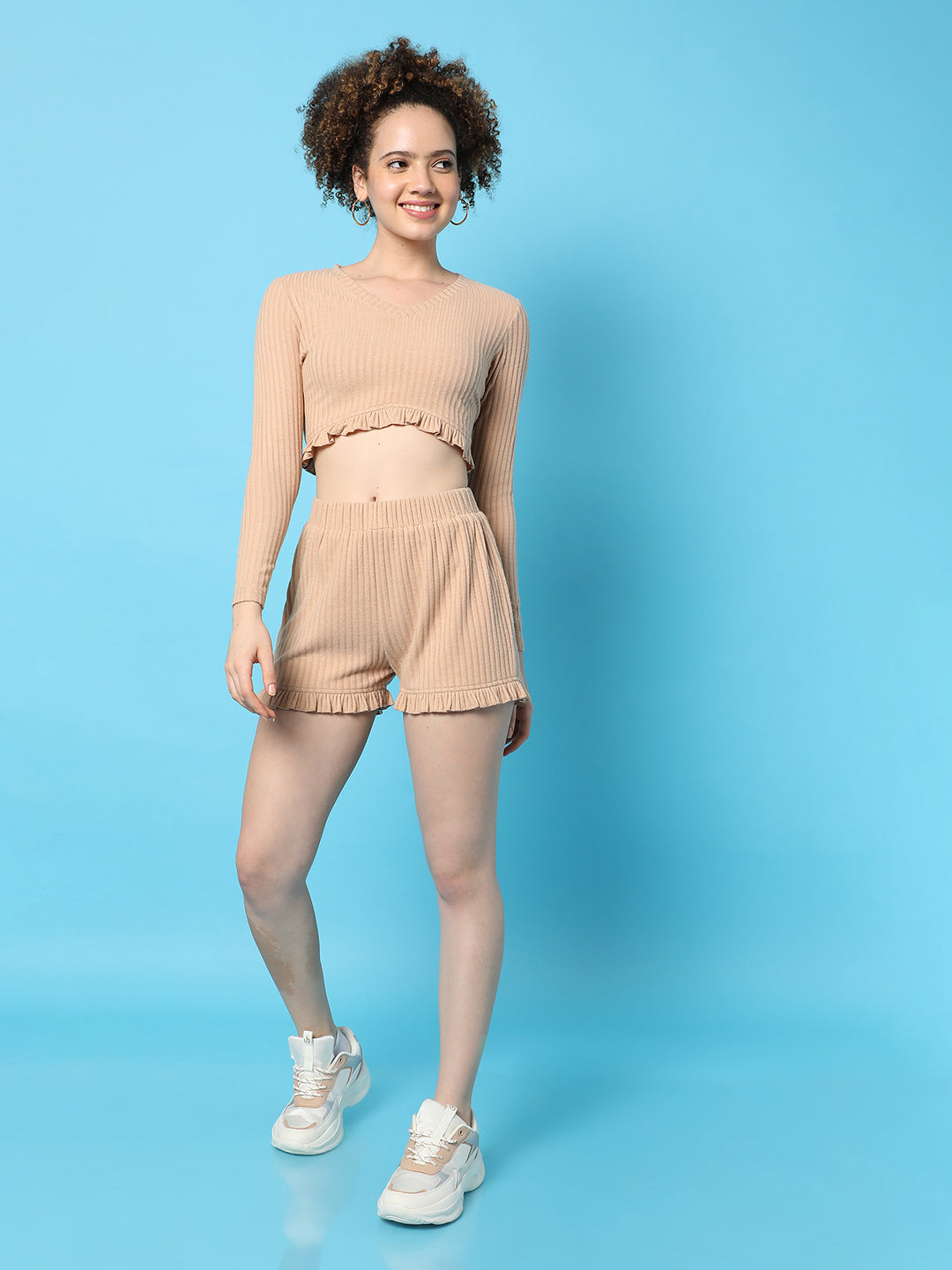 Ribbed Ruffle Co-Ord Set