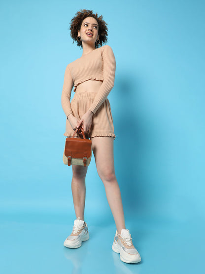 Ribbed Ruffle Co-Ord Set