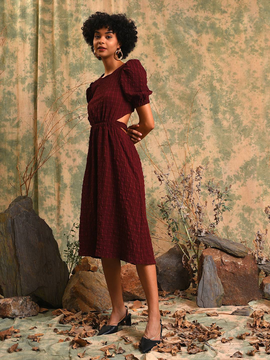 Solid Dress With Cutout Detail