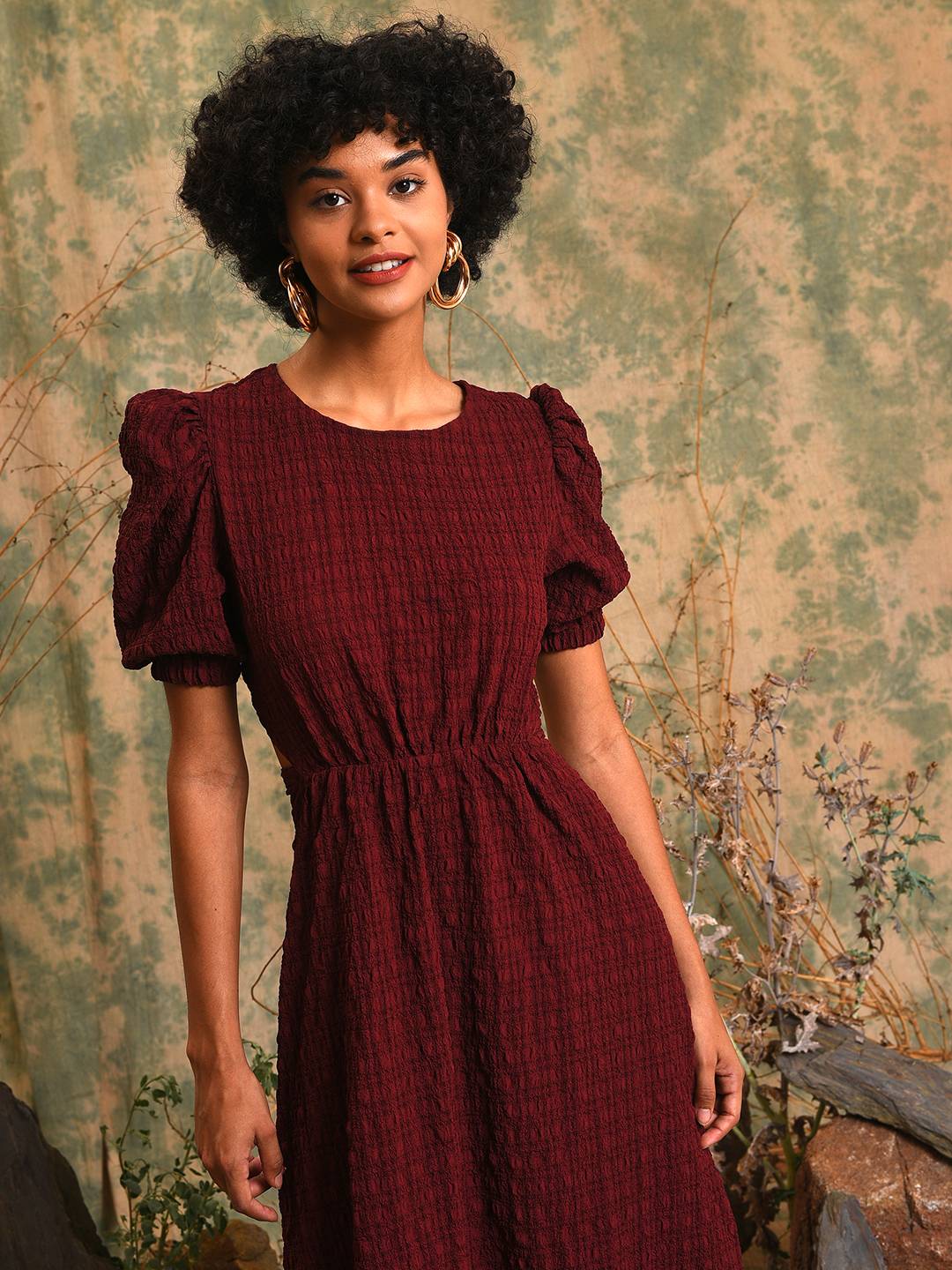 Solid Dress With Cutout Detail