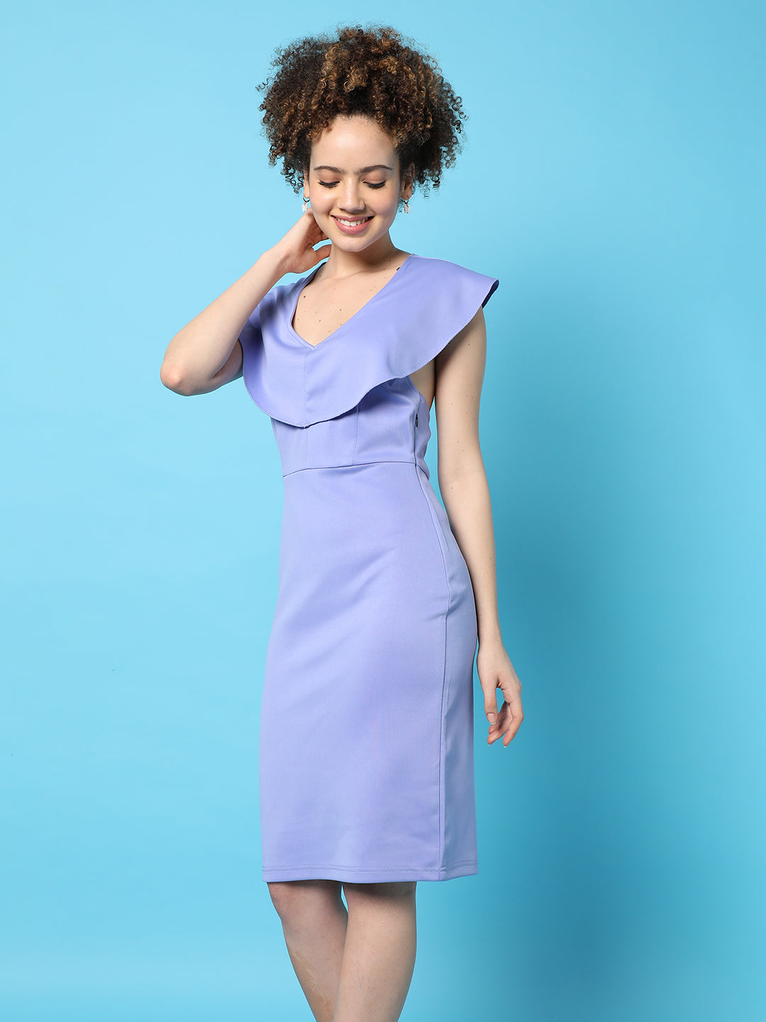 Solid Stylish Midi Dress