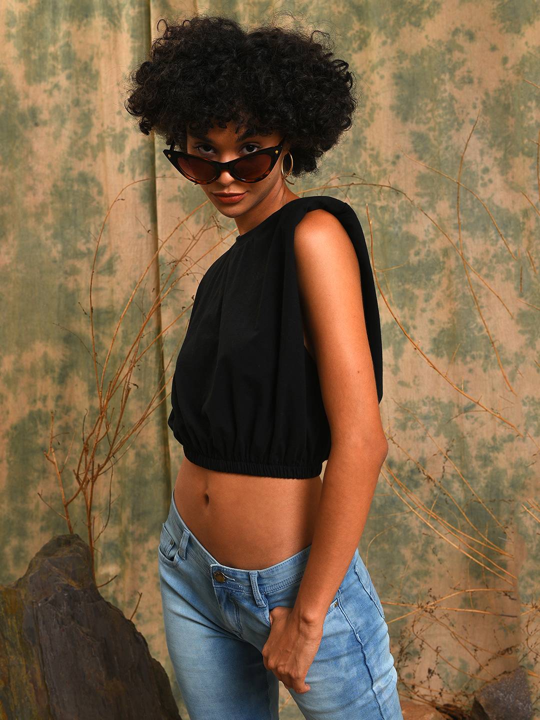 Solid Stylish Casual Crop Top