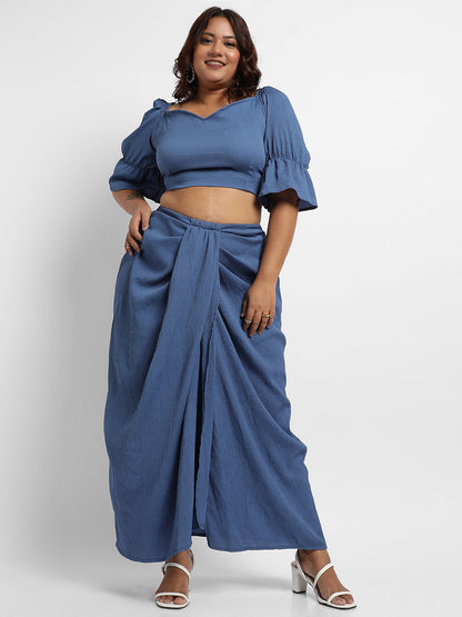 Navy Blue Cropped Co-Ord Set