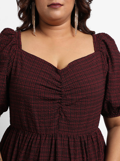 Maroon Red Three-Tier Dress