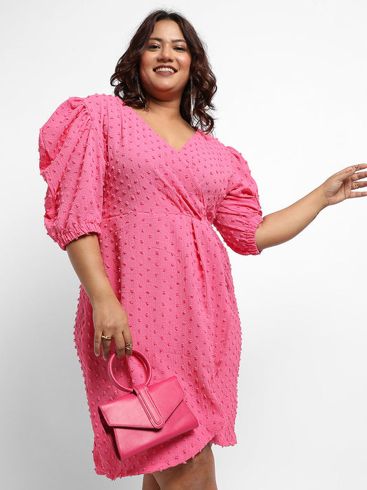 Blush Pink Self-Design Petal Dress