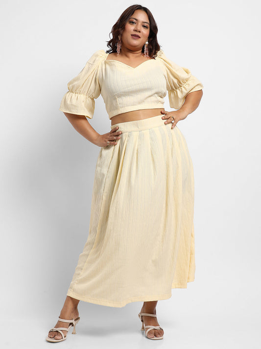 Light Yellow Cropped Co-Ord Set