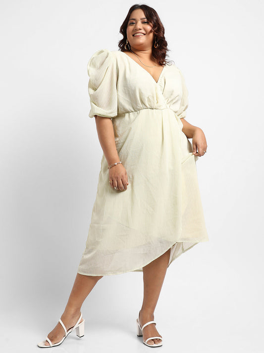 Light Yellow Petal Hem Dress