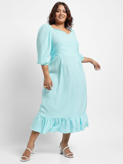 Sky Blue Ruffle Hem Dress