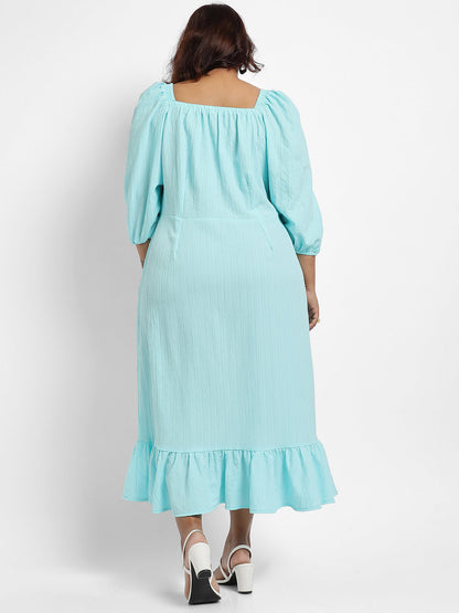 Sky Blue Ruffle Hem Dress
