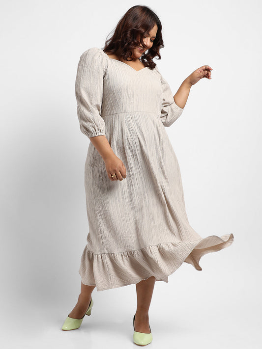 Greige Ruffle Hem Dress