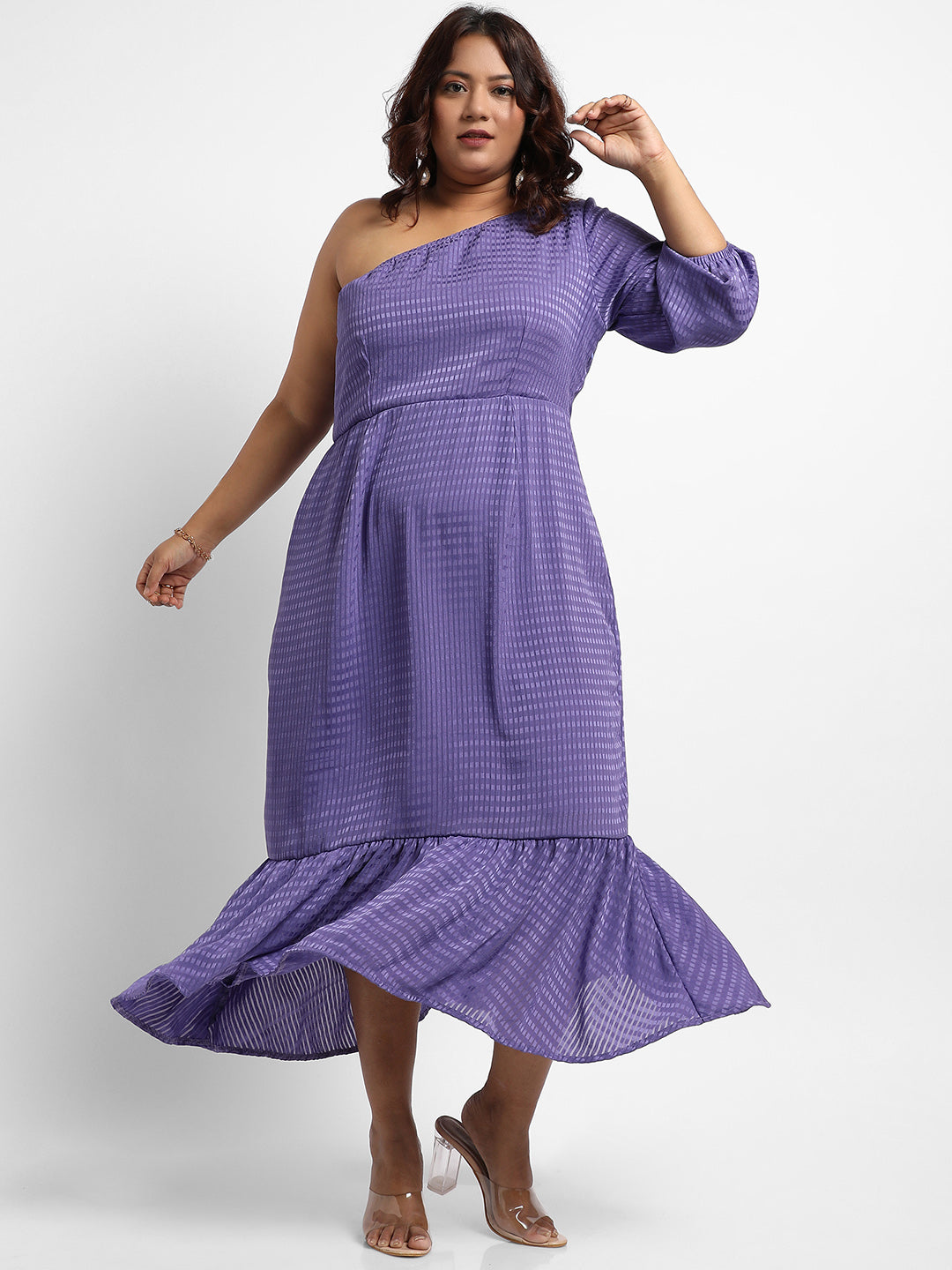 Purple Self-Design Dress