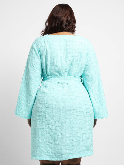 Light Blue Tie-Up Wrap Neck Dress