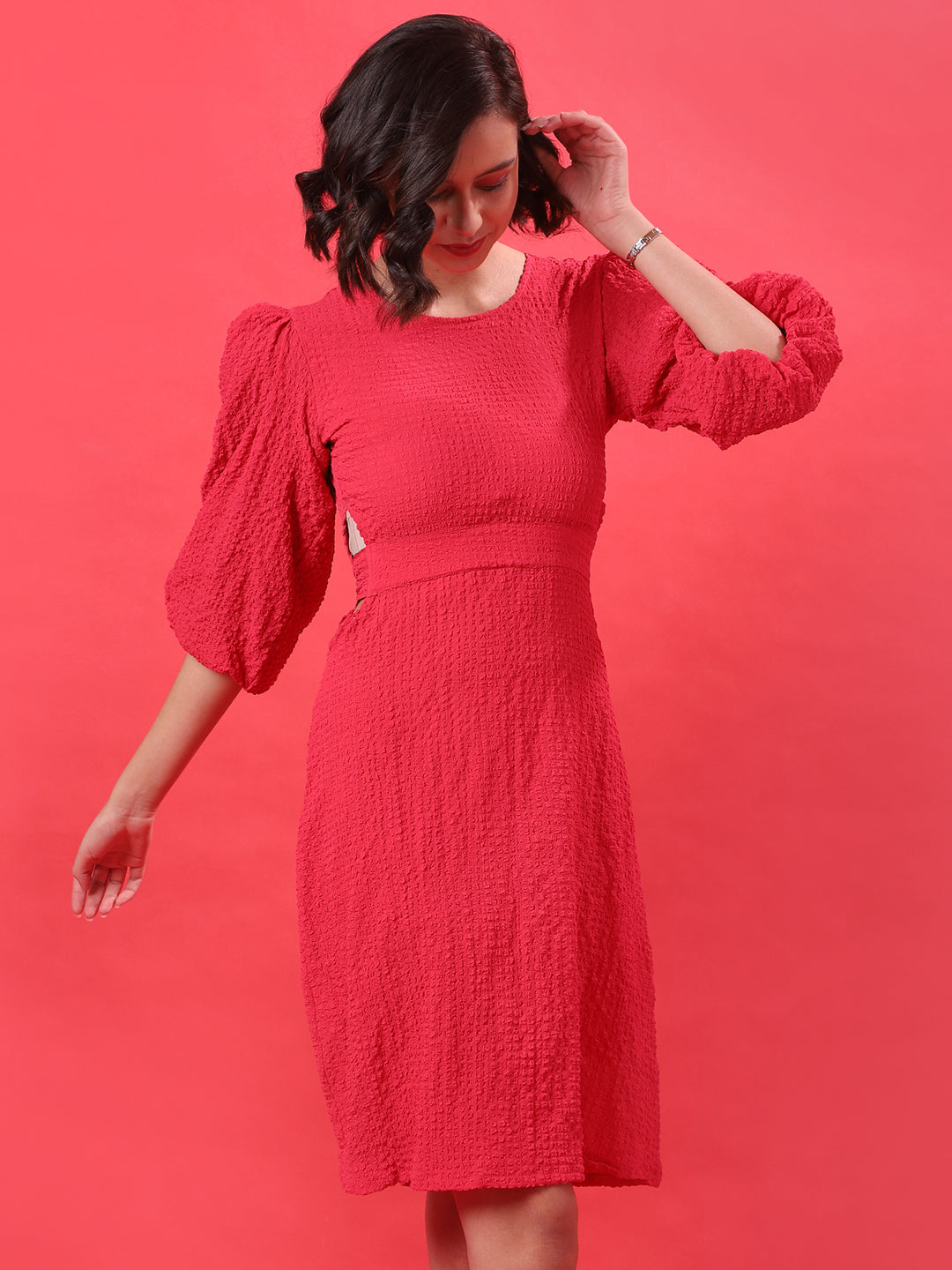 Solid Dress With Open Back Detail