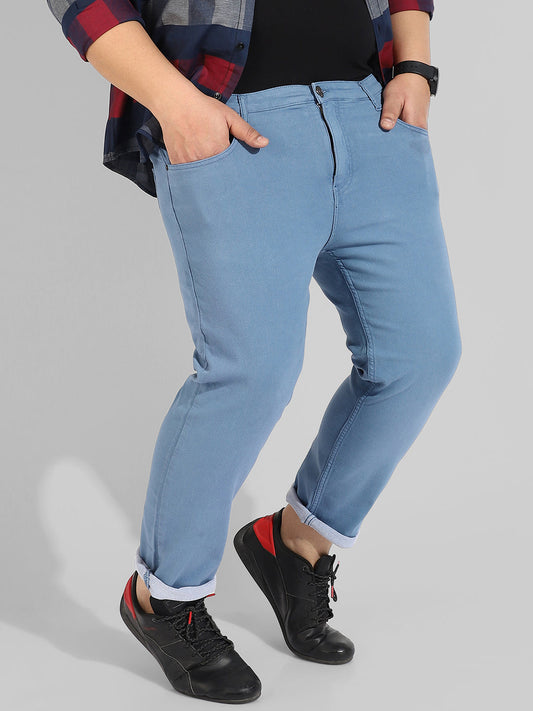Regular Fit Coral Blue Denim Jeans