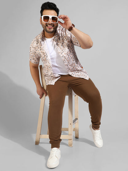Cotton Solid Brown Regular Fit Trackpants
