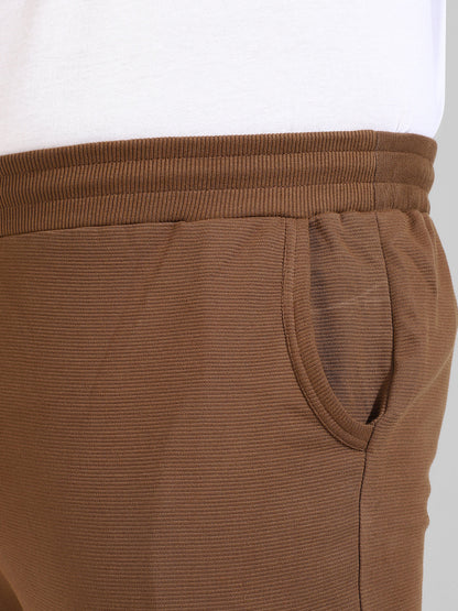 Cotton Solid Brown Regular Fit Trackpants