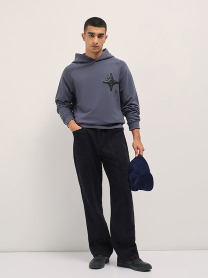 Purple Relaxed Fit Hoodie with Star Patch and BEAR ELEVATED Text