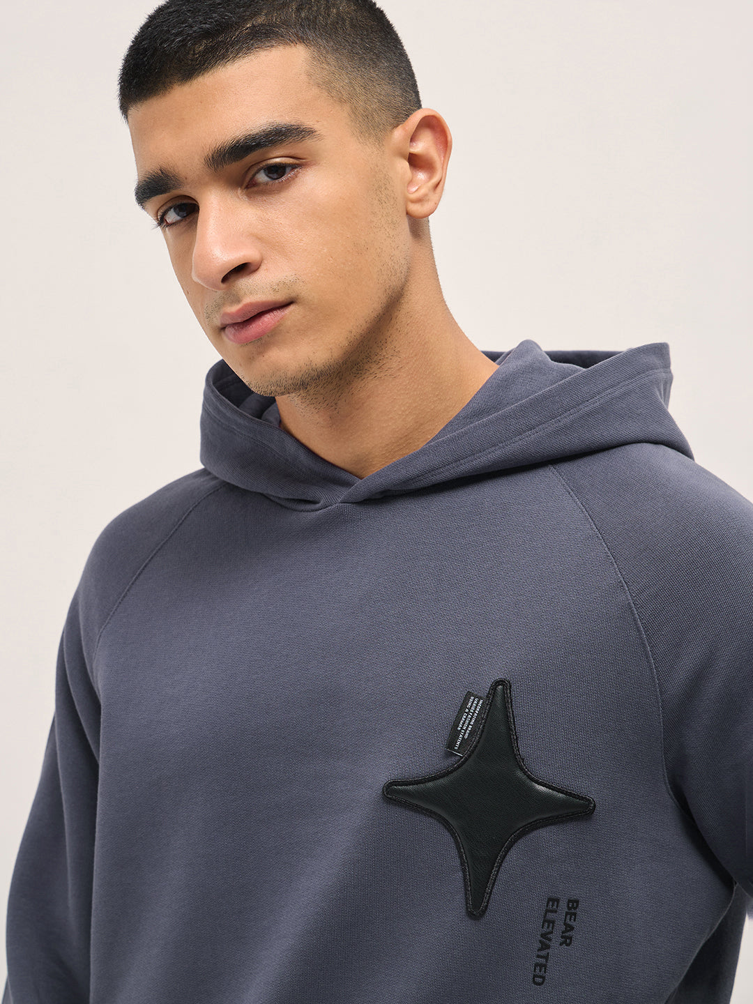 Purple Relaxed Fit Hoodie with Star Patch and BEAR ELEVATED Text