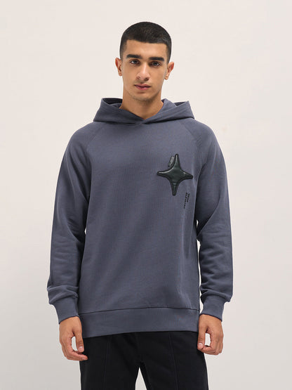 Purple Relaxed Fit Hoodie with Star Patch and BEAR ELEVATED Text