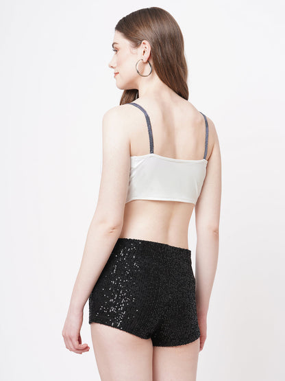 White bling strapped scarf top.
