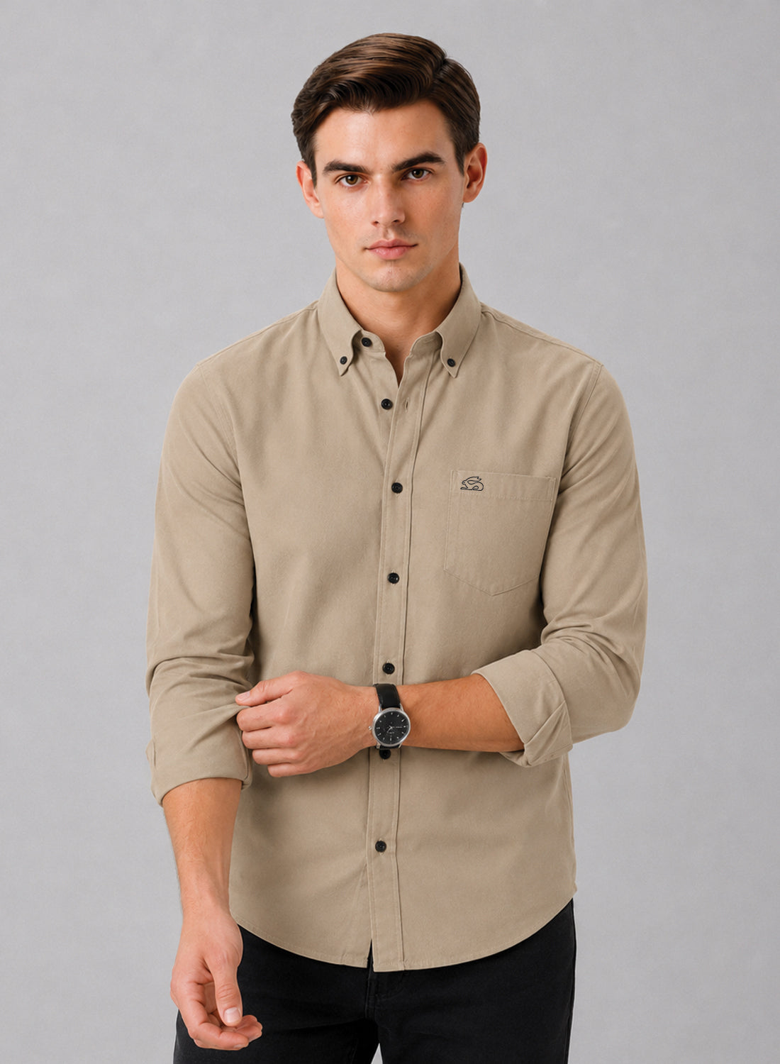 ADRO Premium Oxford Cotton Casual Shirt – Sandstone Sandstone