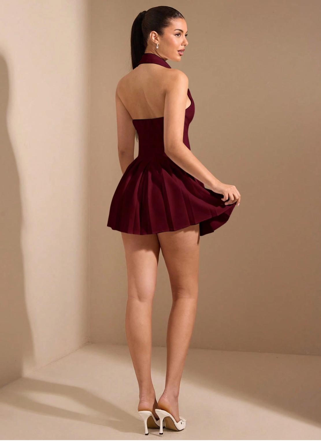 Relinas Cherry Halter Collar Dress De Novoo