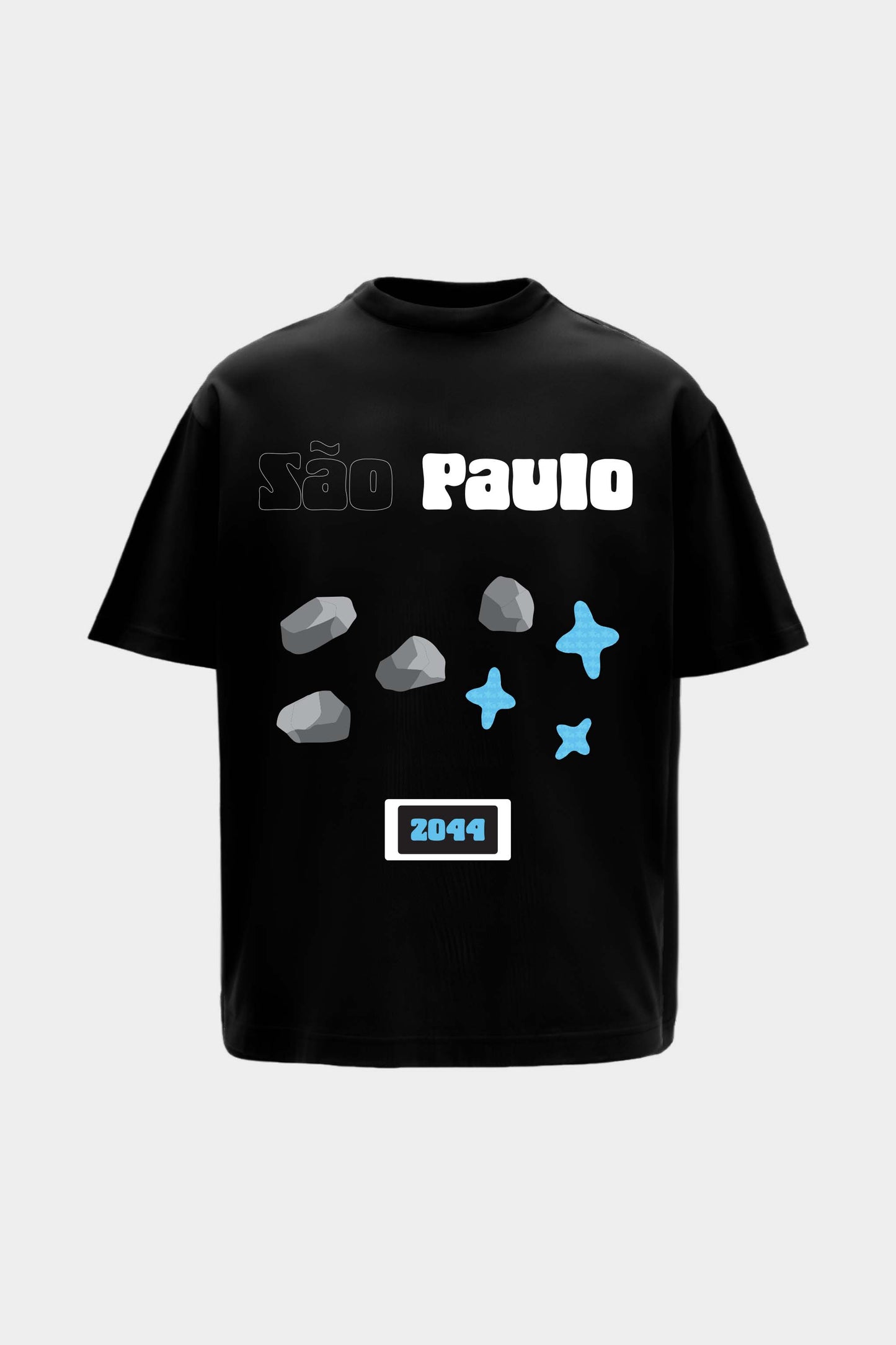 Sao Paulo Printed Black Oversized T-Shirt Main Character