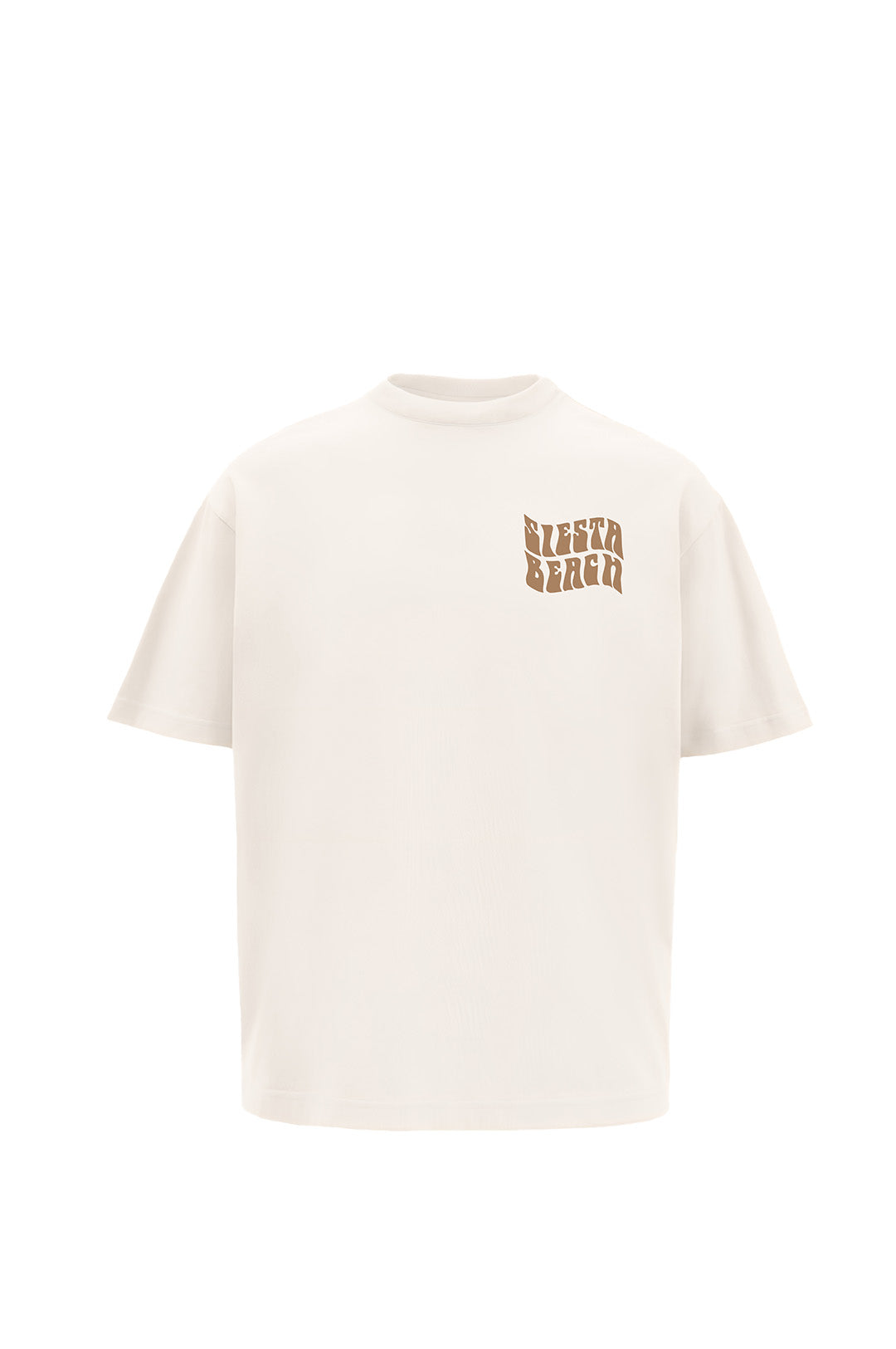 Siesta Beach Printed Oversized Beige T-Shirt Main Character