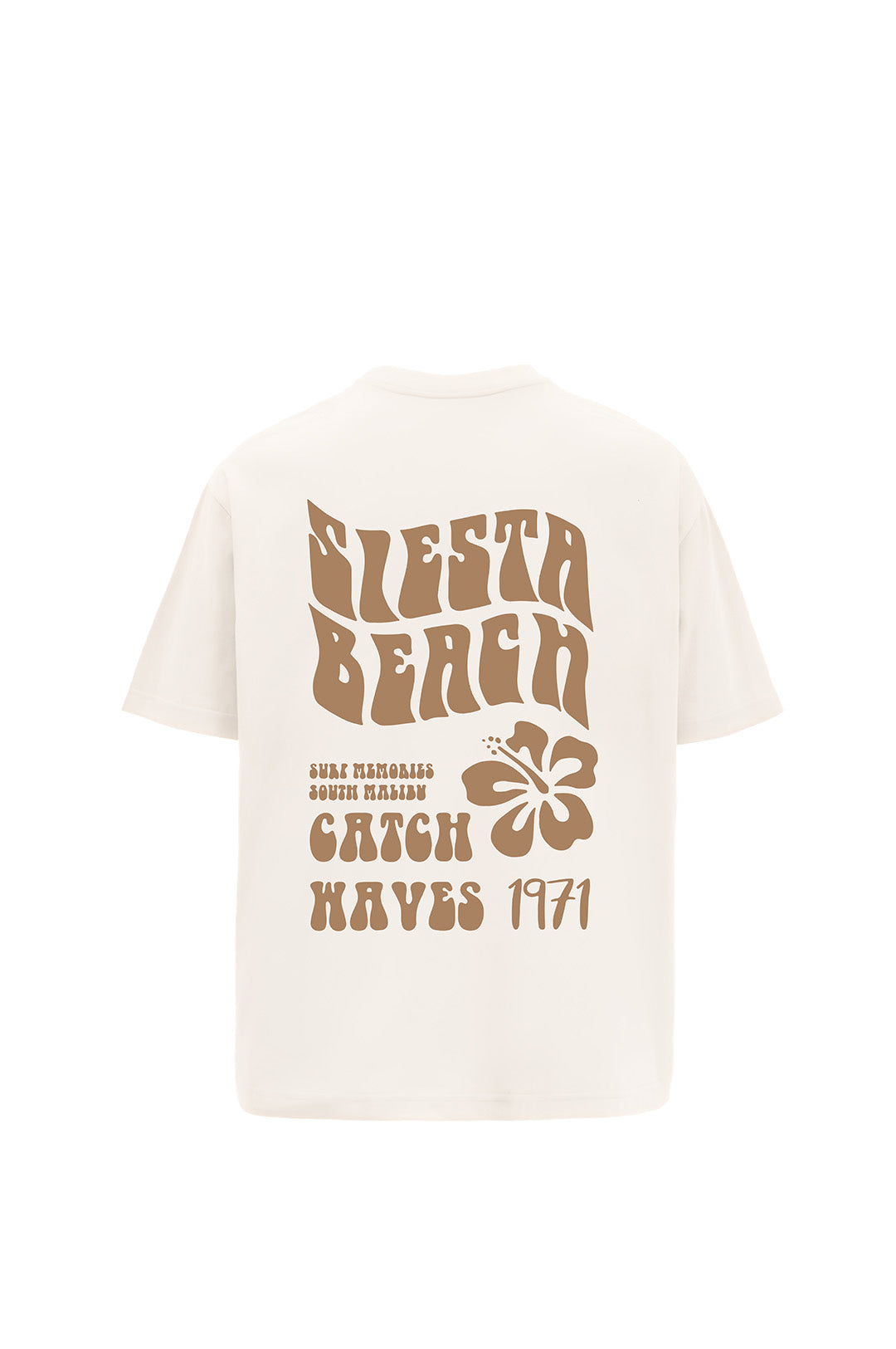 Siesta Beach Printed Oversized Beige T-Shirt Main Character