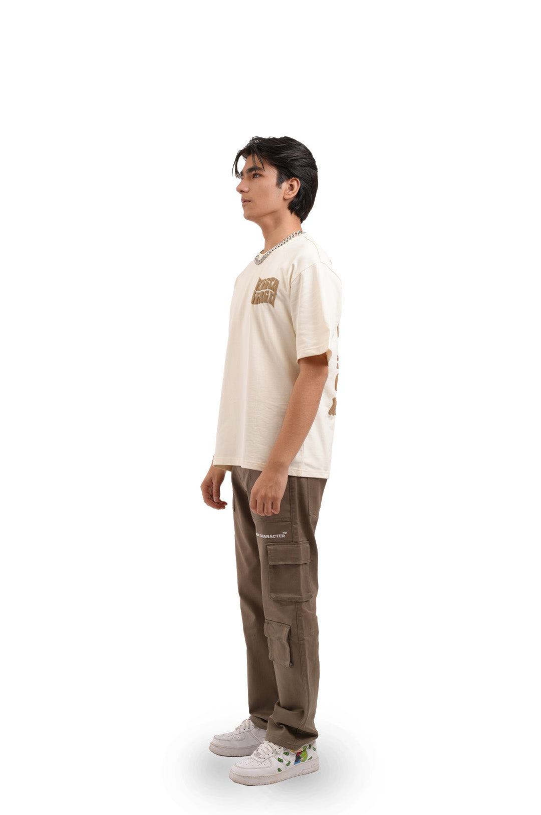 Siesta Beach Printed Oversized Beige T-Shirt Main Character