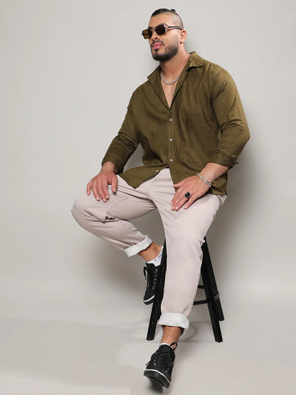 Solid Olive Green Casual Shirt