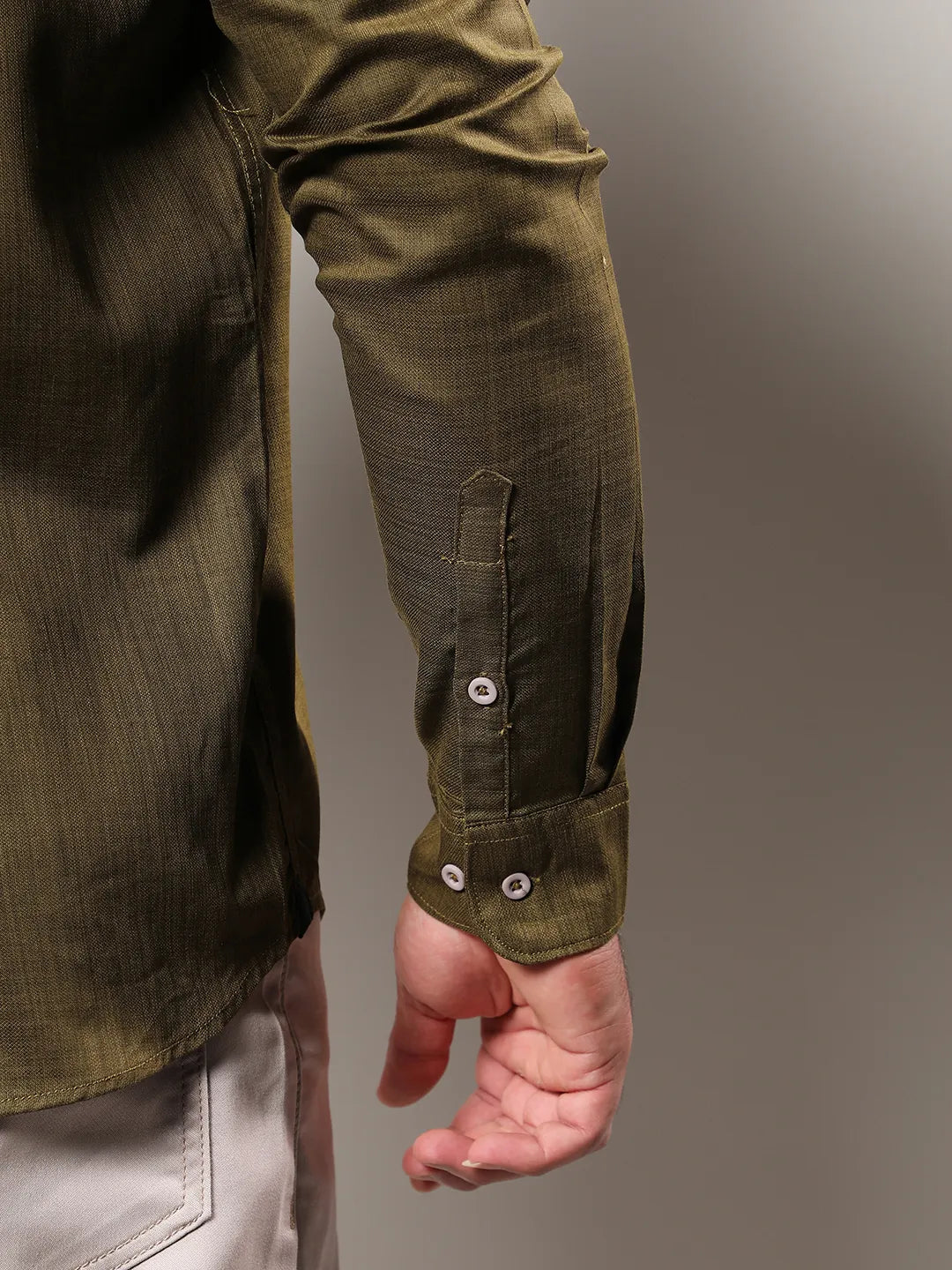 Solid Olive Green Casual Shirt