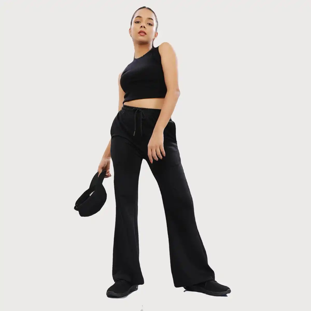 Women's Solid Cotton Rich Baggy Track Pant