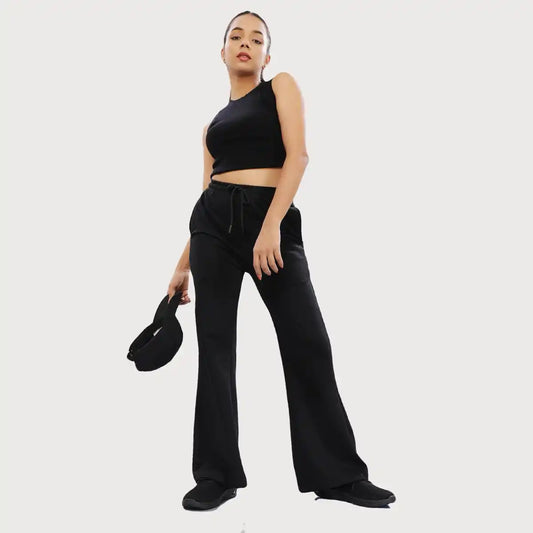 Women's Solid Cotton Rich Baggy Track Pant