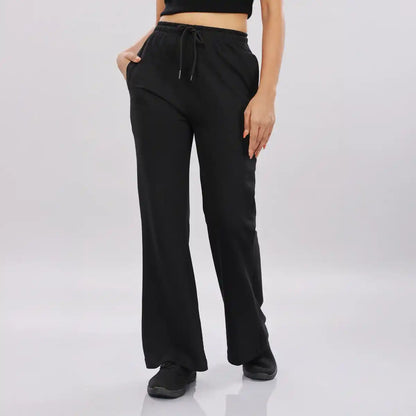 Women's Solid Cotton Rich Baggy Track Pant