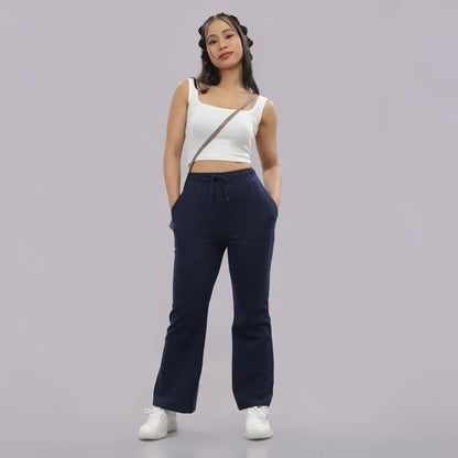 Women's Solid Cotton Rich Baggy Track Pant