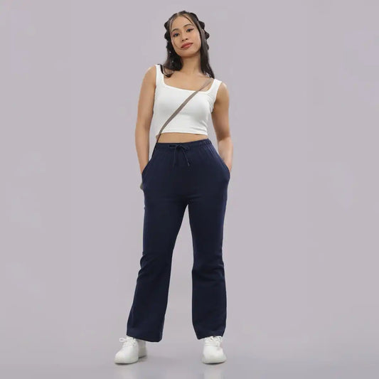 Women's Solid Cotton Rich Baggy Track Pant