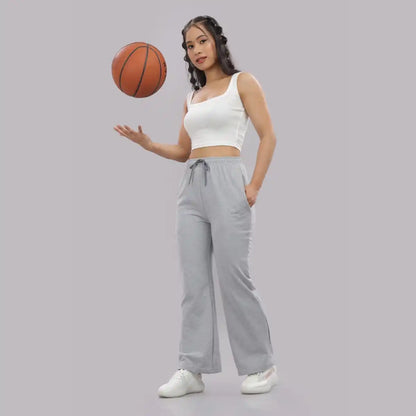 Women's Solid Cotton Rich Baggy Track Pant